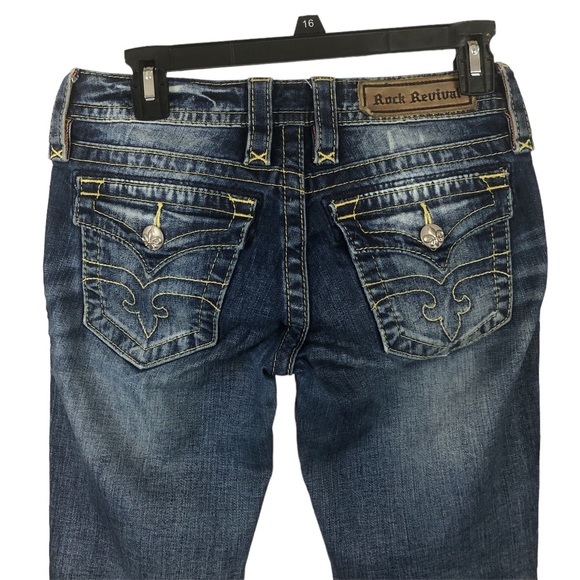 JEANS - Women's Rock Revival "Jessica" Skinny Embroidered Pocket Jeans. Size 26 - Picture 4 of 15
